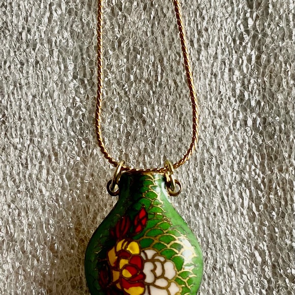 Rare Antique Cloisonne Perfume Bottle Pendant Hand Crafted - Picture 2 of 5